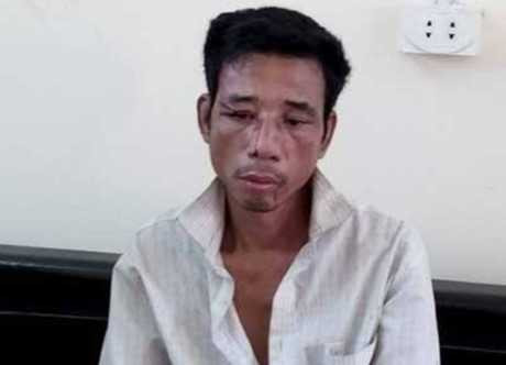 Đối tượng Lê Văn Cải tại cơ quan công an. 