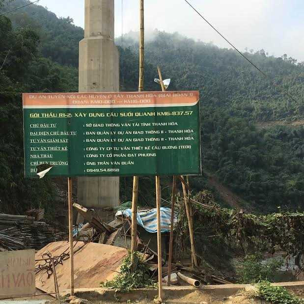 Hiện công trình cầu Suối Quanh đã bị tạm đình chỉ 