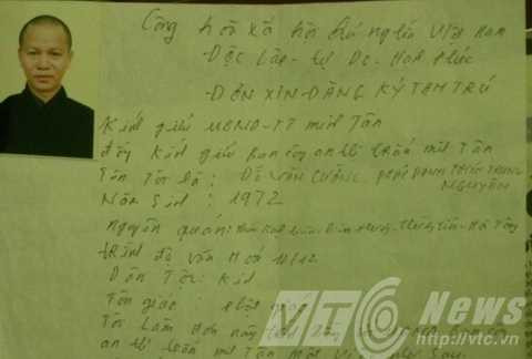 Đơn xin tạm trú của Đỗ Văn Cường