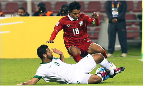 U23 Thái Lan (áo đỏ) đã có trận đấu khá tốt trước U23 Saudi Arabia