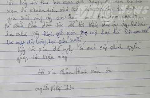 Đơn tố cáo của bà T ở khu Bích Nhôi 1, Minh Tân, Kinh Môn, Hải Dương