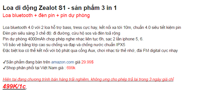Một quảng cáo hấp dẫn về sản phẩm.