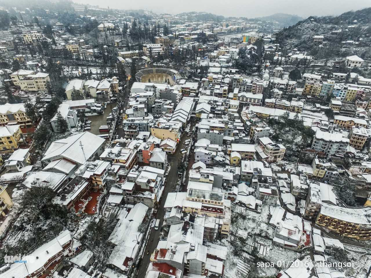 Toàn cảnh Sa Pa trắng xoá nhìn từ trên cao