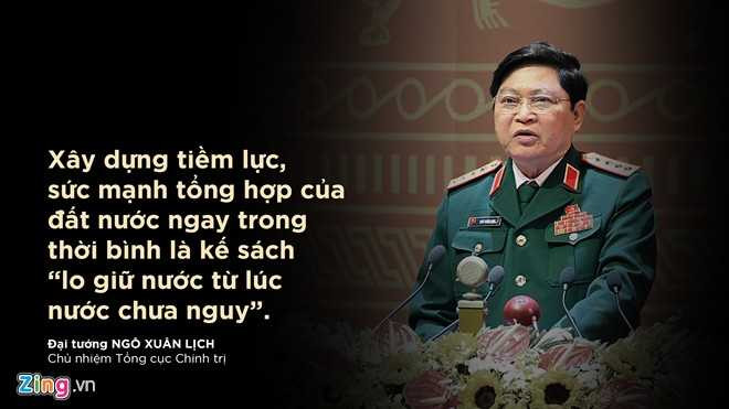 Đại tướng Ngô Xuân Lịch - Chủ nhiệm Tổng cục Chính trị phát biểu trước toàn thể Đại hội.