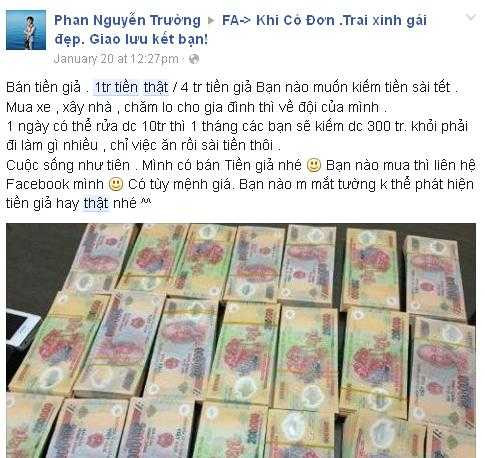 Rao bán tiền giả công khai trên mạng xã hội