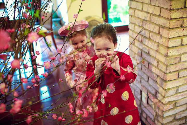 Là một NTK áo dài danh tiếng hàng đầu Việt Nam, Đức Hùng rất muốn cặp song sinh của người bạn thân, diva Hồng Nhung, được mặc áo dài trong dịp tết đến xuân về.