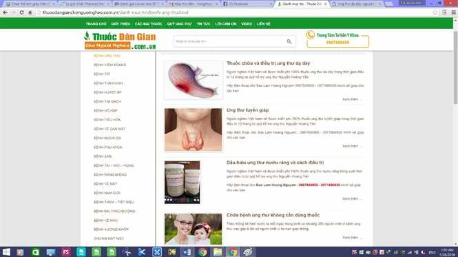 Trang web của thầy Nguyễn Hoàng Dũng quảng cáo chữa các loại ung thư