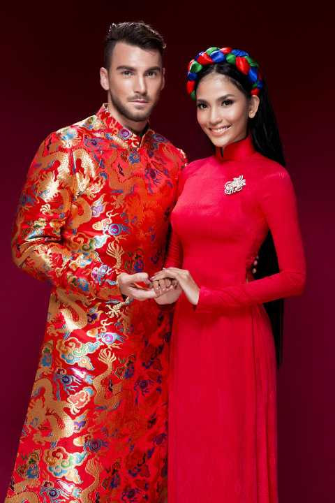 Đây là lần hiếm hoi Trương Thị May chụp ảnh thời trang cùng người mẫu nam.