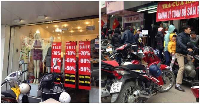 Cửa hàng quần áo Việt Nam trên đường Xuân Thuỷ đông khách đến mua sắm. Ảnh. N.Thảo