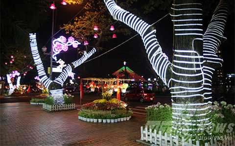 Đường phố Đà Nẵng, rực rỡ, đêm giao thừa