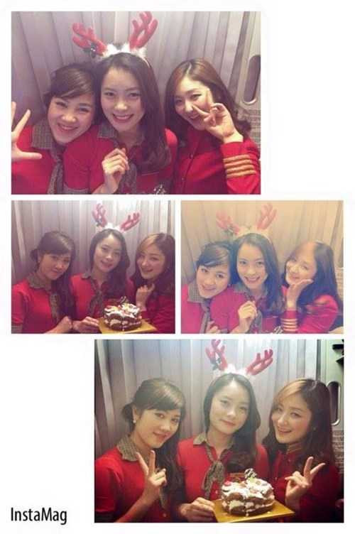 Tiếp viên hàng không đón Tết trên máy bay