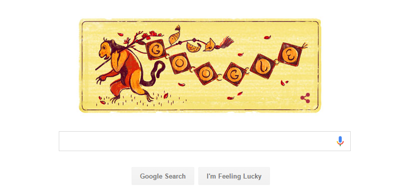 Hình ảnh chú khỉ đón năm mới của Google sáng 8/2