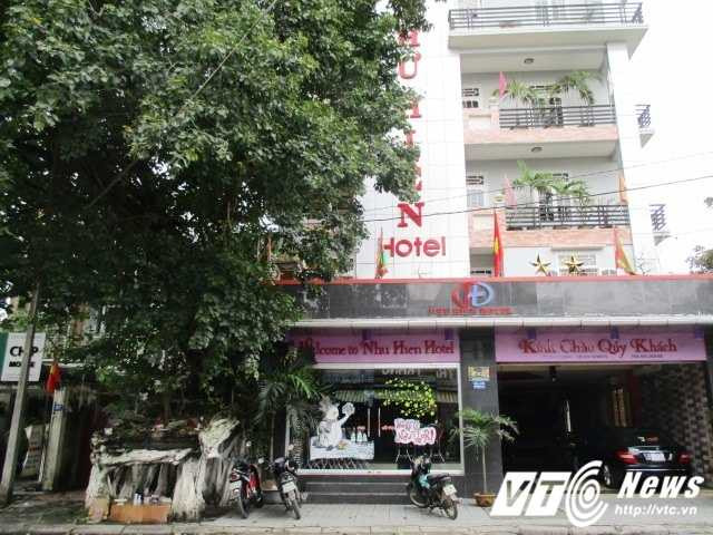 Cây bồ đề tươi tốt cao choán lấy một khách sạn to lớn.