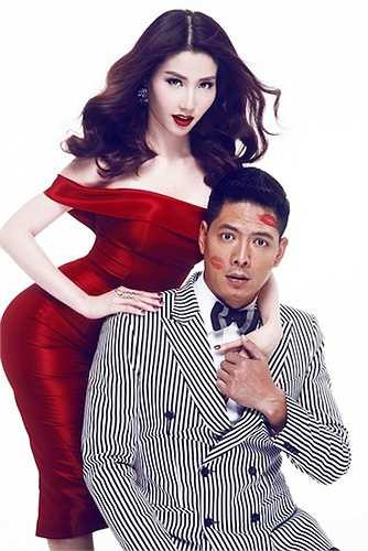 Diễm My 9x nồng nàn với váy và son môi đỏ. 