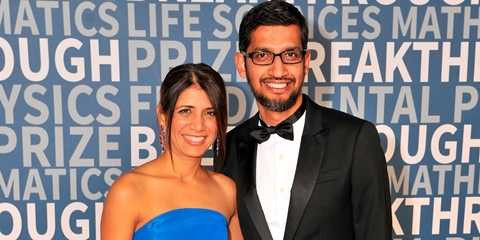 Sundar Pichai và vợ Anjali. Sundar Pichai và vợ Anjali.