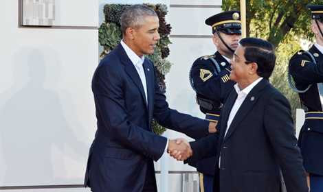 Tổng thống Barack Obama tiếp Phó tổng thống Myanmar Nyan Htun Tổng thống Barack Obama tiếp Phó tổng thống Myanmar Nyan Htun