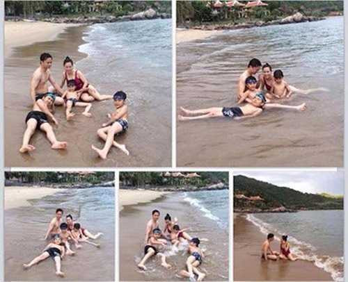 Cả gia đình đại gia Chu Đăng Khoa - Vân Anh đi du lịch biển cùng nhau vào tháng 7/2014.
