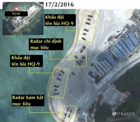 Ảnh vệ tinh cho thấy Trung Quốc bố trí hệ thống tên lửa HQ-9 tại đảo Phú Lâm, thuộc quần đảo Hoàng Sa của Việt Nam