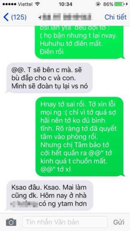 Đoạn tin nhắn T. thuyết phục H. phá thai