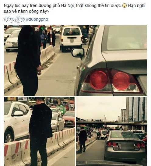 Hình ảnh người đàn ông đi vệ sinh giữa ngã tư khiến nhiều người khó chịu (Ảnh chụp màn hình) 