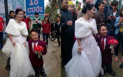 Hình ảnh đám cưới đôi đũa lệch ở Nghệ An gây xôn xao cộng đồng mạng