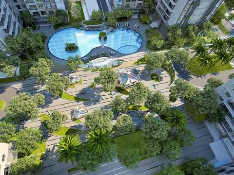 Quảng trường Sapphire nhìn từ trên cao như một khu nghỉ dưỡng cao cấp. Quảng trường Sapphire nhìn từ trên cao như một khu nghỉ dưỡng cao cấp.