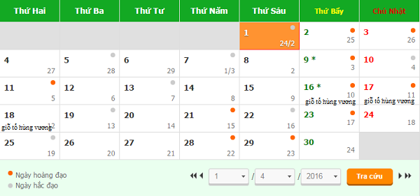 Lịch nghỉ lễ Giỗ tổ Hùng Vương 2016 