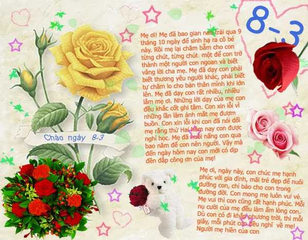 Những lời chúc 8/3 hay và ý nghĩa dành tặng mẹ, tặng vợ
