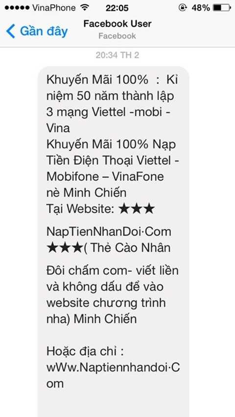 Ngoài ra, nhiều số điện thoại còn bị nhắn tin trực tiếp để lừa đảo 