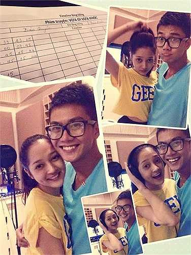 Ali thân thiết ôm ca sĩ Bảo Anh khi cô đến lồng tiếng cho vai diễn trong phim 'Vừa đi vừa khóc'.