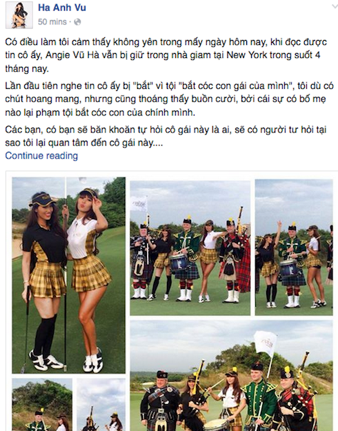 Chia sẻ của Hà Anh trên trang cá nhân.