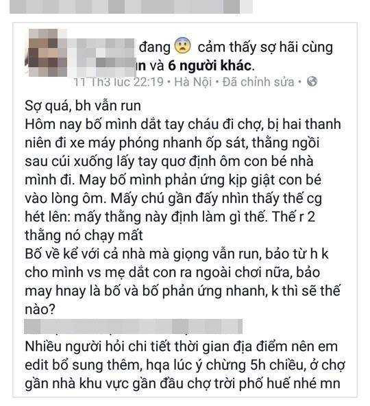 Facebook đăng tin về vụ bắt cóc được chia sẻ nhiều trên mạng