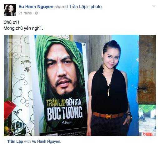 Vũ Hạnh Nguyên gửi lời tiễn biệt Trần Lập