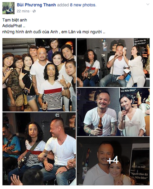 Phương Thanh tiếc nuối vì chưa kịp gặp Trần Lập lần cuối. Chị cũng chia sẻ nhiều hình ảnh chụp cùng nam rocker.
