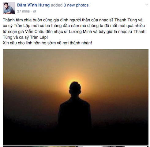 Đàm Vĩnh Hưng mong Trần Lập an nghỉ.