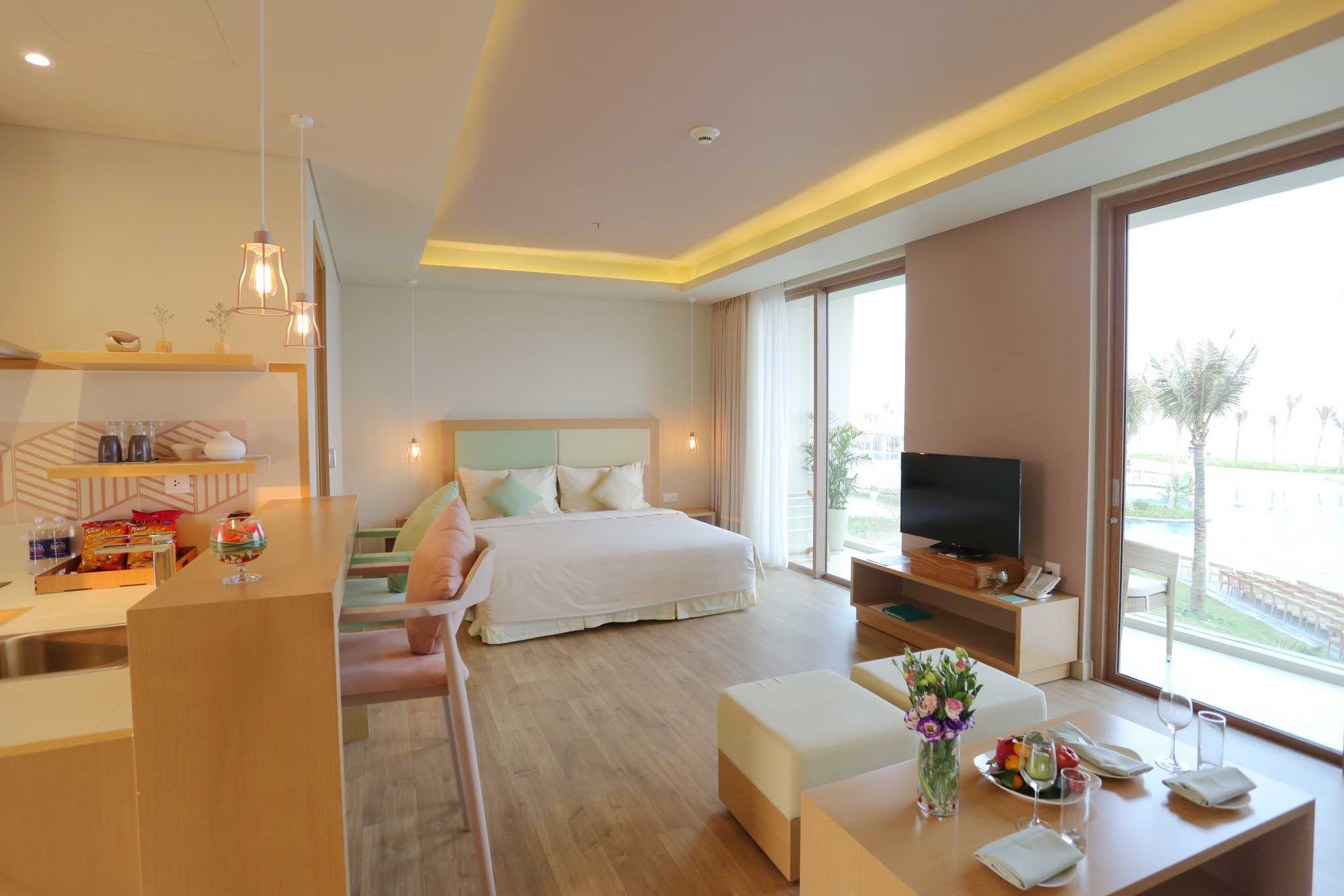 Căn hộ khách sạn của FLC Luxury Hotel Sầm Sơn có thiết kế trang nhã, hiện đại, với đa số căn có tầm nhìn hướng biển.