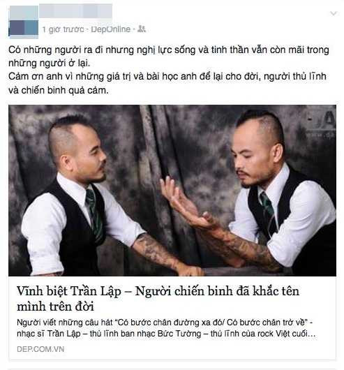 Cộng đồng mạng xót xa trước hung tin nhạc sỹ Trần Lập qua đời