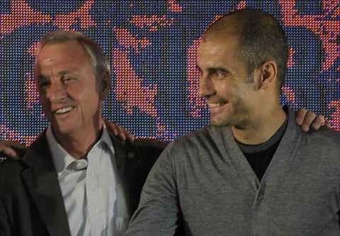 Pep Guardiola từng là học trò của Johan Cruyff 