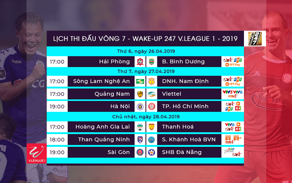 VTC News - Lich thi dau vong 7 V-League