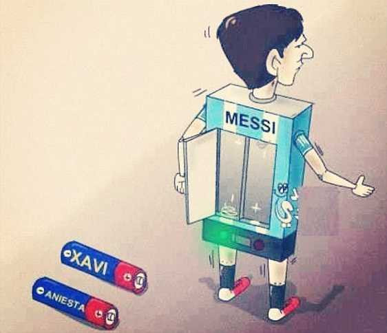 messi battery xavi iniesta