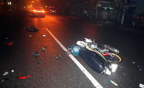 Xe máy của nạn nhân. Ảnh: Nguyệt Triều