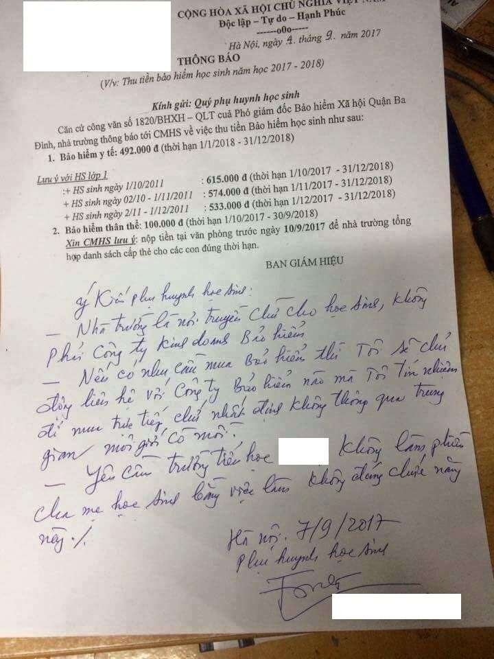 Tranh luận gay gắt xung quanh việc phụ huynh từ chối không đóng 'bảo hiểm ép buộc' cho nhà trường