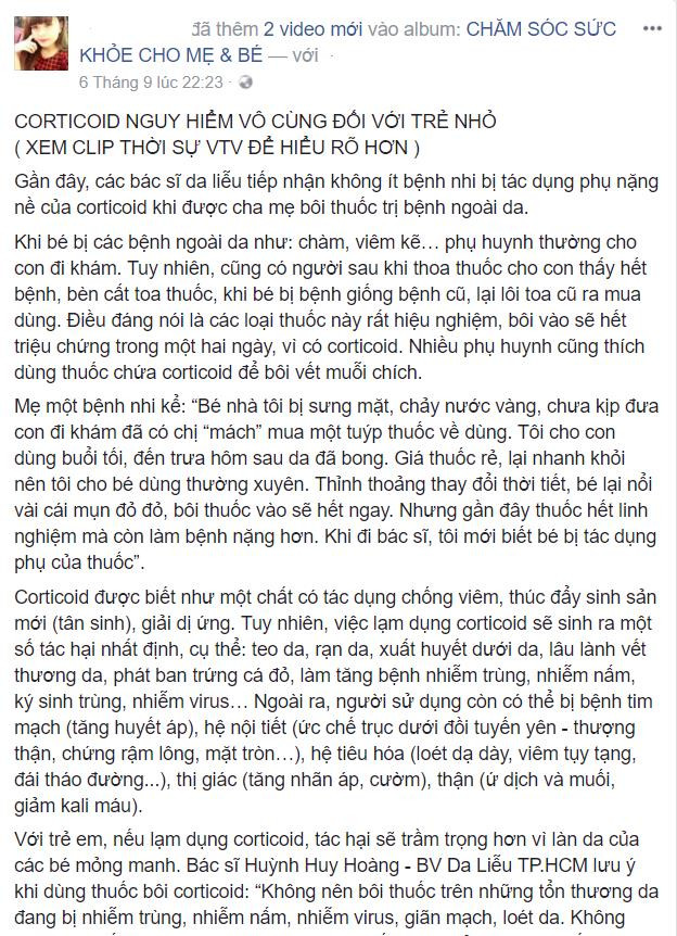 Cảnh báo: Dừng ngay thói quen dùng toa thuốc cũ, bôi thuốc viêm da chứa corticoid cho con