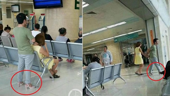 Chiều lòng bạn gái, chàng trai sẵn sàng đi giày cao gót màu hồng giữa đám đông