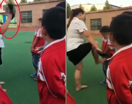 Phẫn nộ giáo viên dùng giày cao gót đánh và giơ chân đạp thẳng vào người học sinh