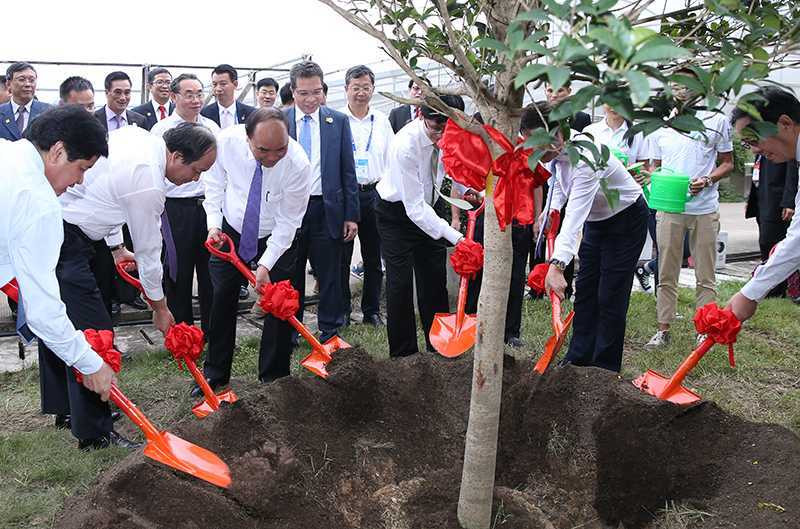 Thu tuong trong cay luu niem tai Vuon kieu mau nong nghiep hien dai Bat Que Dien Vien