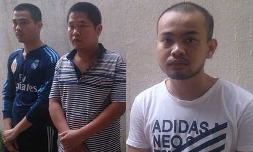 Ba trong số năm nghi can bị khởi tố ( từ trái qua Hoài, Đại, Đức). Ảnh: Cảnh sát cung cấp.