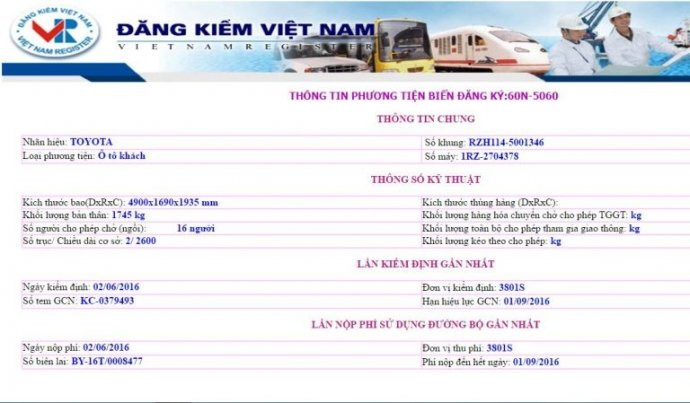 Thông tin xe BKS 60N5060