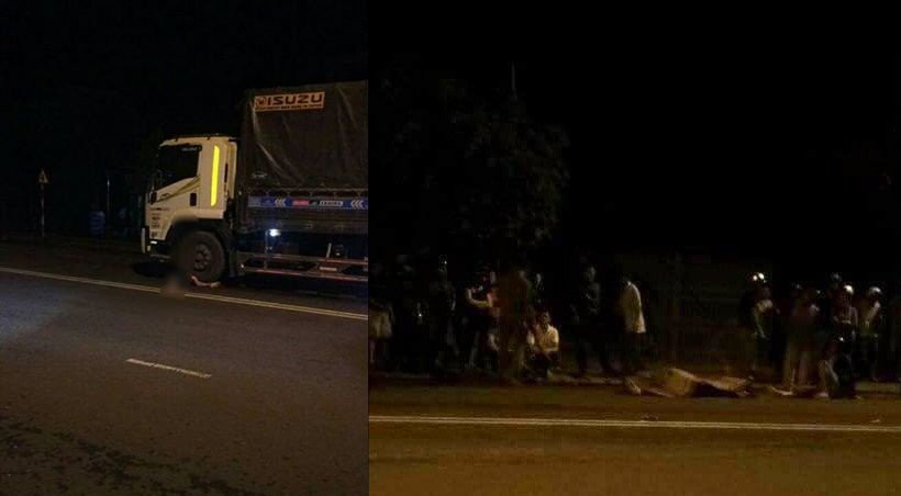 Hinh anh Nga xuong duong, 2 nguoi bi xe tai can chet tai cho