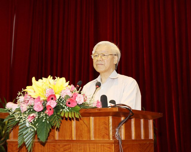  Tổng Bí thư Nguyễn Phú Trọng phát biểu tại Hội nghị. Ảnh : Trí Dũng – TTXVN 